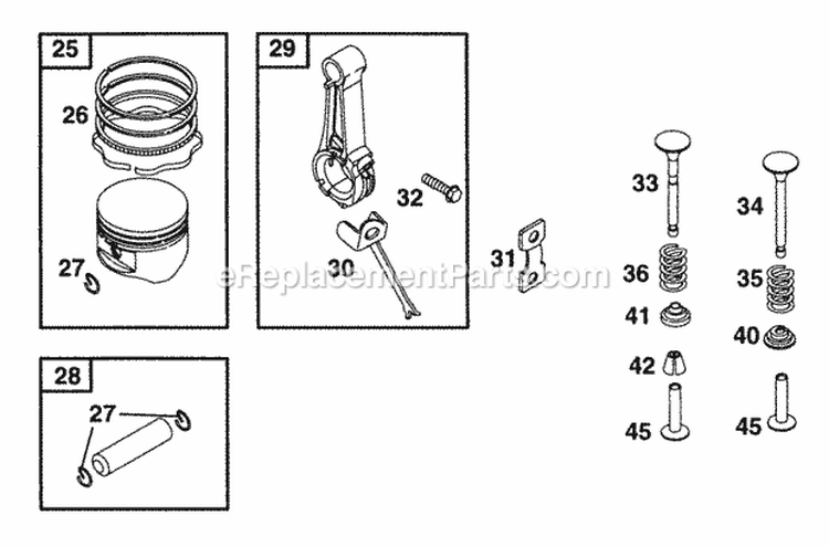 Piston Grp Diagram and Parts List for  Briggs and Stratton Engine